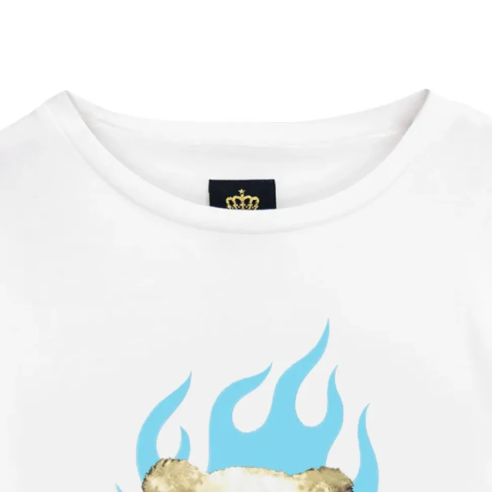 LISTEN FLAVOR Fire Heart Bear Layered-Style Long Sleeve T-Shirt