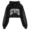 LISTEN FLAVOR Fire Sleeve Lace-Up Cropped Hoodie