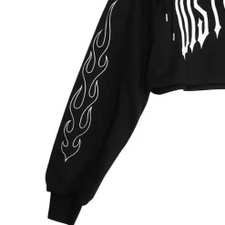 LISTEN FLAVOR Fire Sleeve Lace-Up Cropped Hoodie