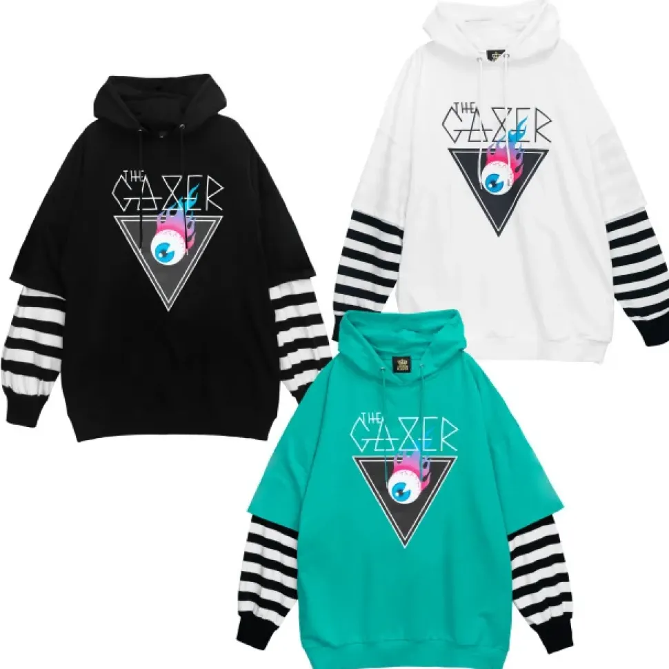 LISTEN FLAVOR Flame Eye Layered-Style Hoodie