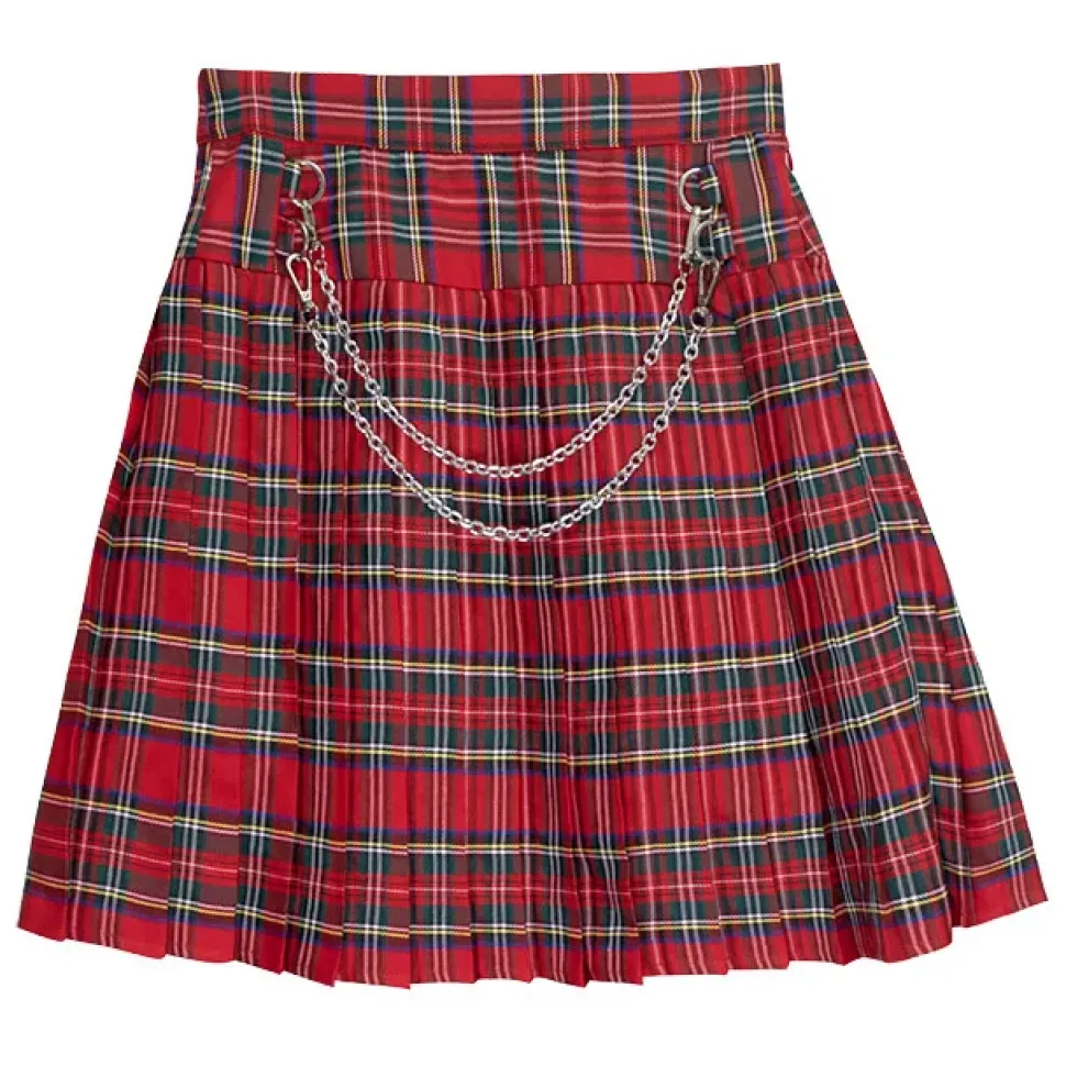 LISTEN FLAVOR Front Chain Pleated Skirt
