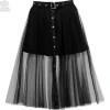 LISTEN FLAVOR Front Snap Tulle Long Skirt