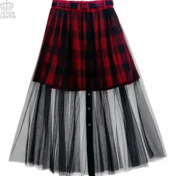 LISTEN FLAVOR Front Snap Tulle Long Skirt