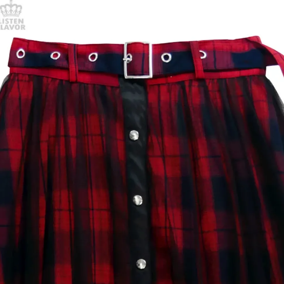 LISTEN FLAVOR Front Snap Tulle Long Skirt