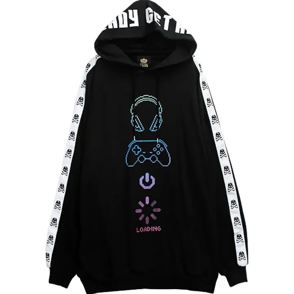 LISTEN FLAVOR Gaming 8 bit Sleeve Line Hoodie