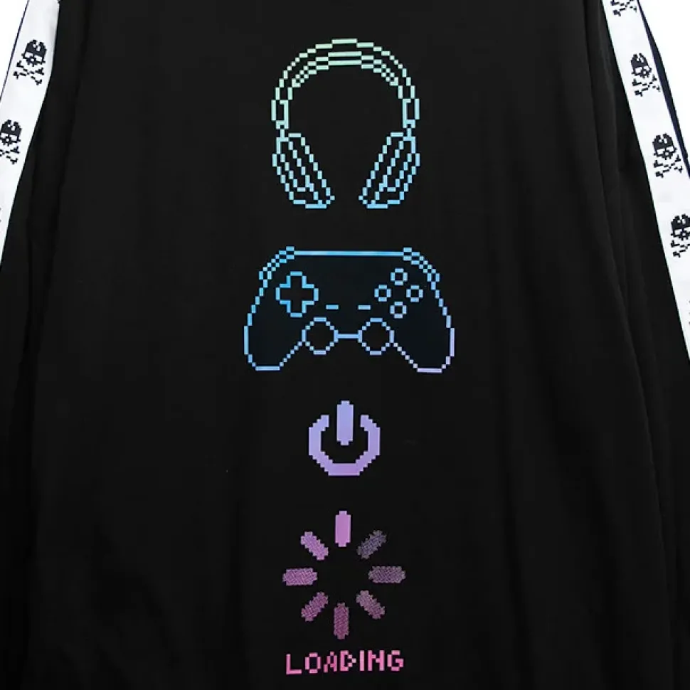LISTEN FLAVOR Gaming 8 bit Sleeve Line Hoodie