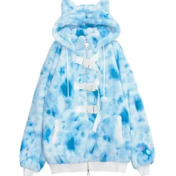 LISTEN FLAVOR Gaming Cat Ear Buckle Fur Blouson