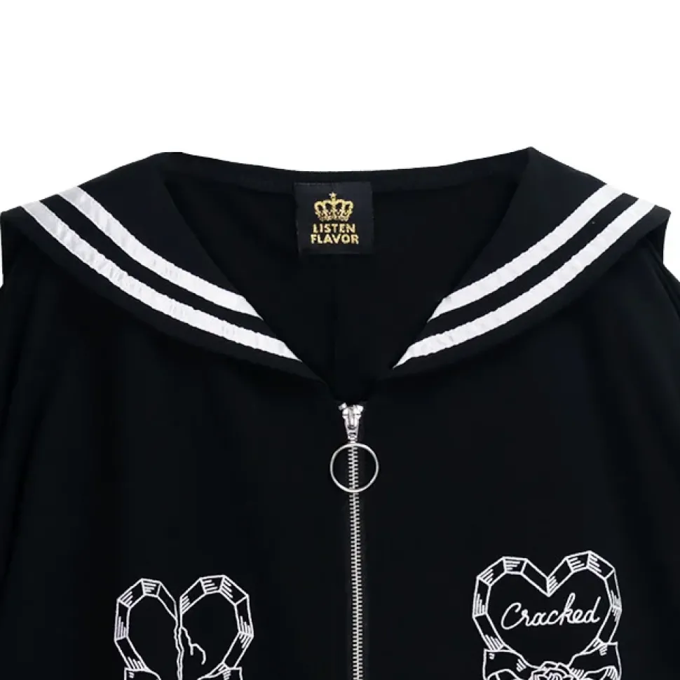 LISTEN FLAVOR Glass Heart Sailor Blouson