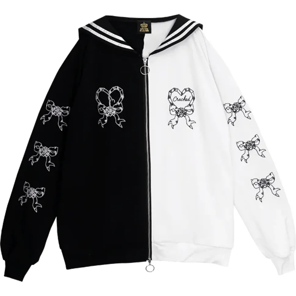 LISTEN FLAVOR Glass Heart Sailor Blouson