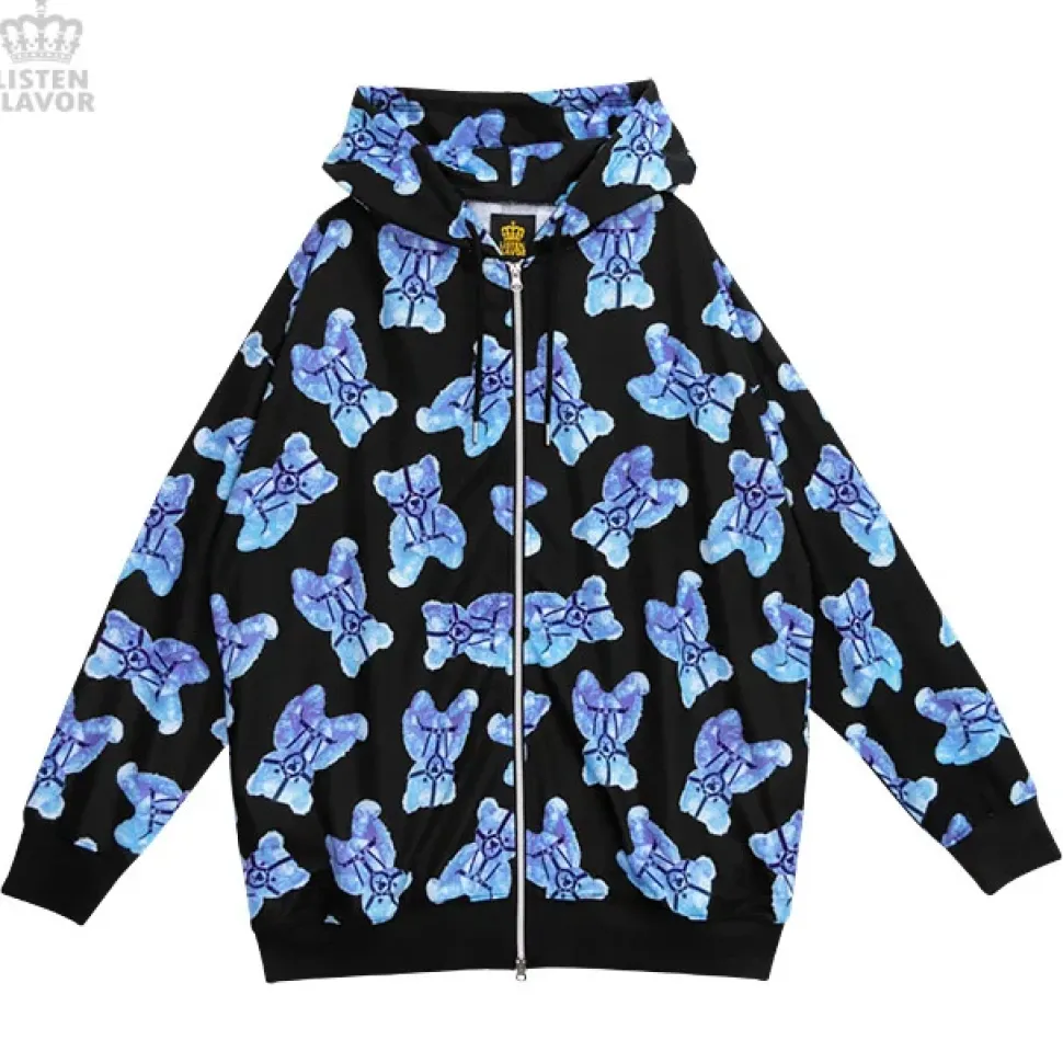 LISTEN FLAVOR Harness Bear Zip-Up Hoodie