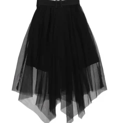 LISTEN FLAVOR Hemline Tulle Layered Skirt w/ Heart Belt
