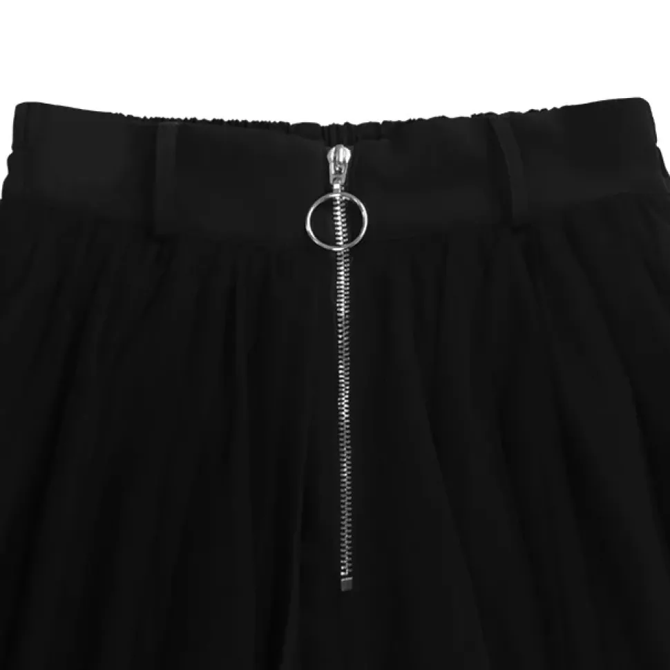 LISTEN FLAVOR Hemline Tulle Layered Skirt w/ Heart Belt