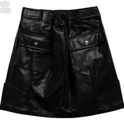 LISTEN FLAVOR Holographic Faux Leather Trapezoid Skirt