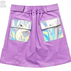 LISTEN FLAVOR Holographic Faux Leather Trapezoid Skirt