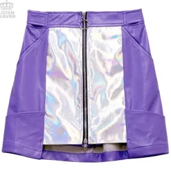 LISTEN FLAVOR Holographic Faux Leather Trapezoid Skirt