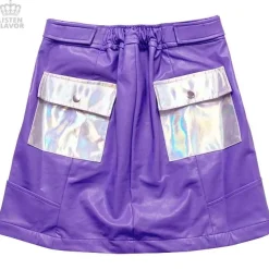 LISTEN FLAVOR Holographic Faux Leather Trapezoid Skirt