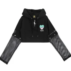 LISTEN FLAVOR Killer Heart 2-Way Mesh Short Hoodie