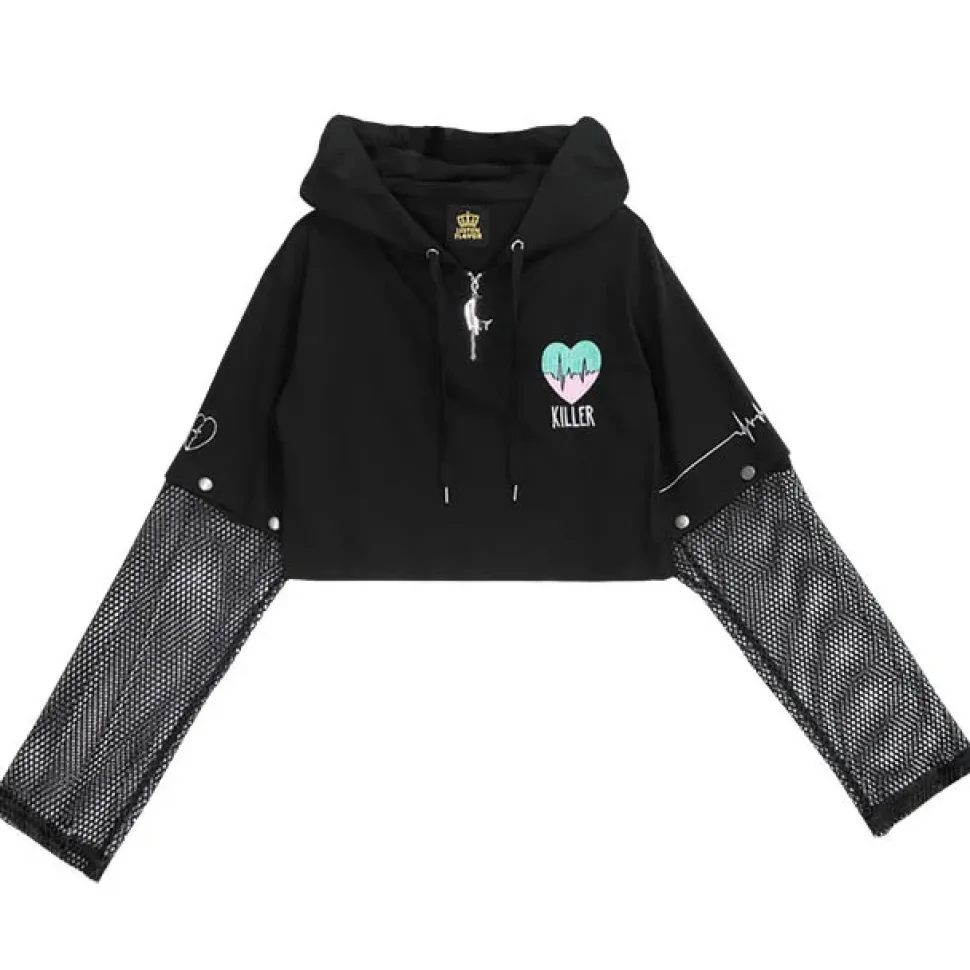 LISTEN FLAVOR Killer Heart 2-Way Mesh Short Hoodie