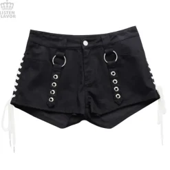 LISTEN FLAVOR Lace-Up Harness Belt Shorts
