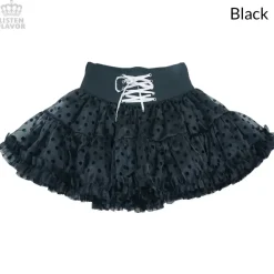LISTEN FLAVOR Lace-up Tulle Frill Skirt