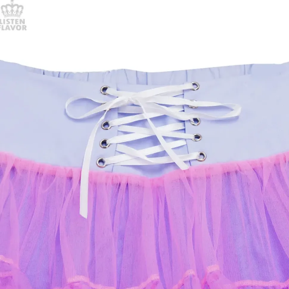 LISTEN FLAVOR Lace-up Tulle Frill Skirt
