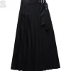 LISTEN FLAVOR Layered Pleated Long Flap Skirt w/ Shorts