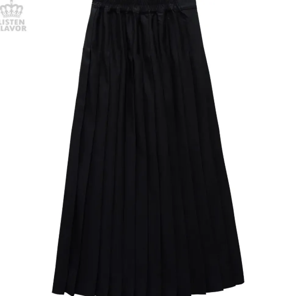 LISTEN FLAVOR Layered Pleated Long Flap Skirt w/ Shorts