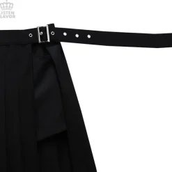 LISTEN FLAVOR Layered Pleated Long Flap Skirt w/ Shorts