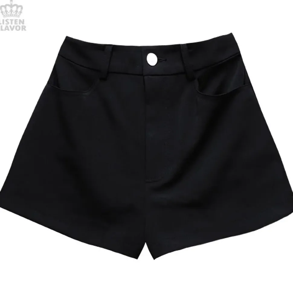 LISTEN FLAVOR Layered Pleated Long Flap Skirt w/ Shorts