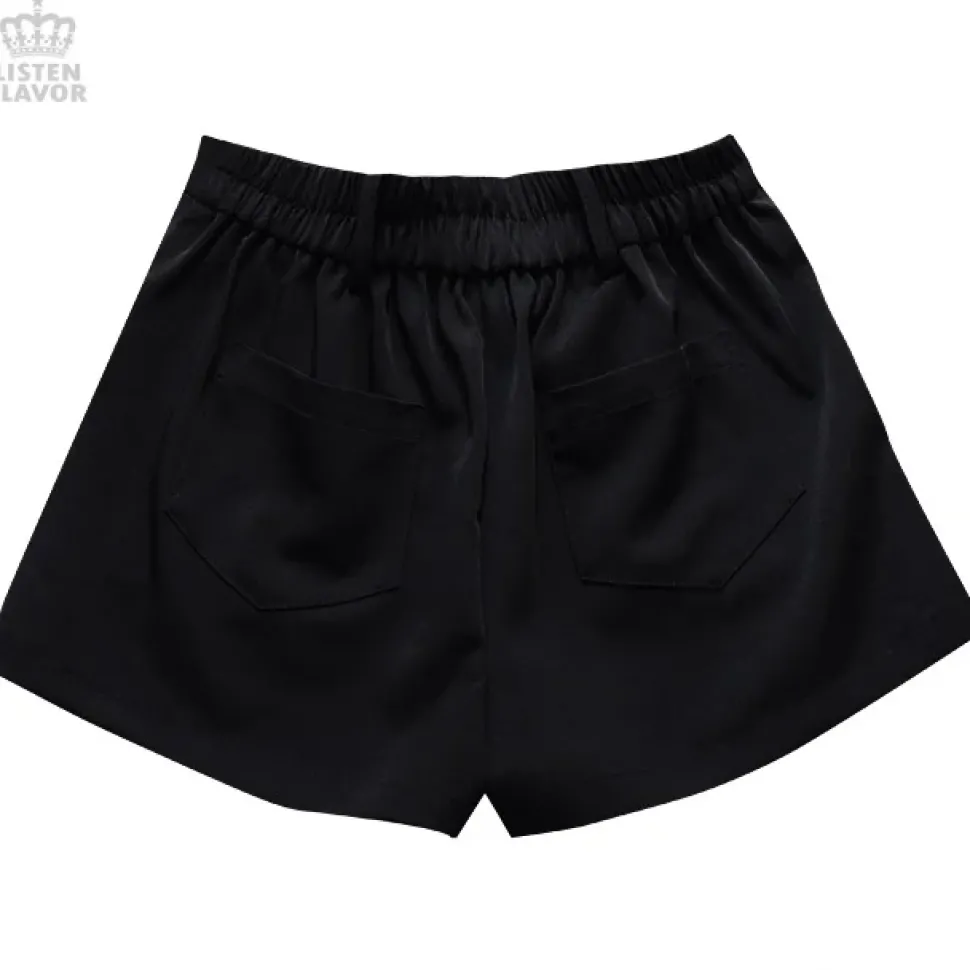 LISTEN FLAVOR Layered Pleated Long Flap Skirt w/ Shorts