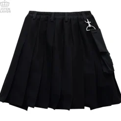 LISTEN FLAVOR Layered Pleated Flap Skirt w/ Shorts and Detachable Pocket