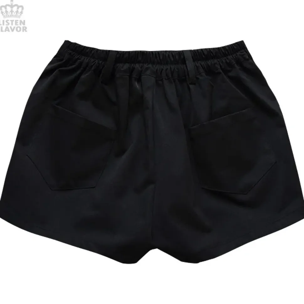 LISTEN FLAVOR Layered Pleated Flap Skirt w/ Shorts and Detachable Pocket