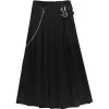 LISTEN FLAVOR Layered-Style Pleated Skirt w/ Chain