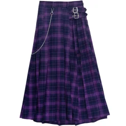 LISTEN FLAVOR Layered-Style Pleated Skirt w/ Chain