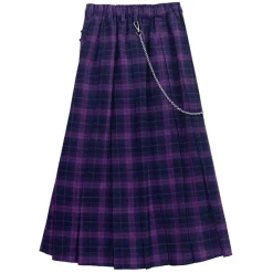LISTEN FLAVOR Layered-Style Pleated Skirt w/ Chain