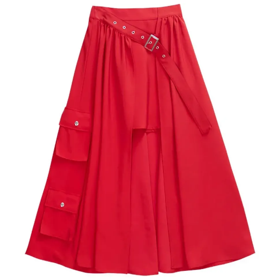 LISTEN FLAVOR Layered-Style Cargo Long Skirt