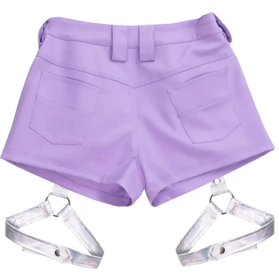 LISTEN FLAVOR Light Purple Shorts w/ Harness Garter Belt