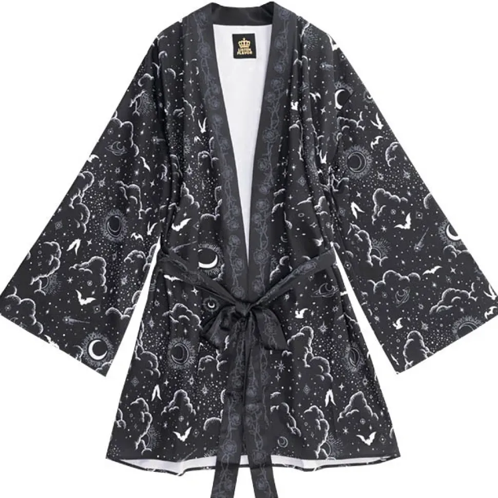 LISTEN FLAVOR Magical Night Black Kimono Robe