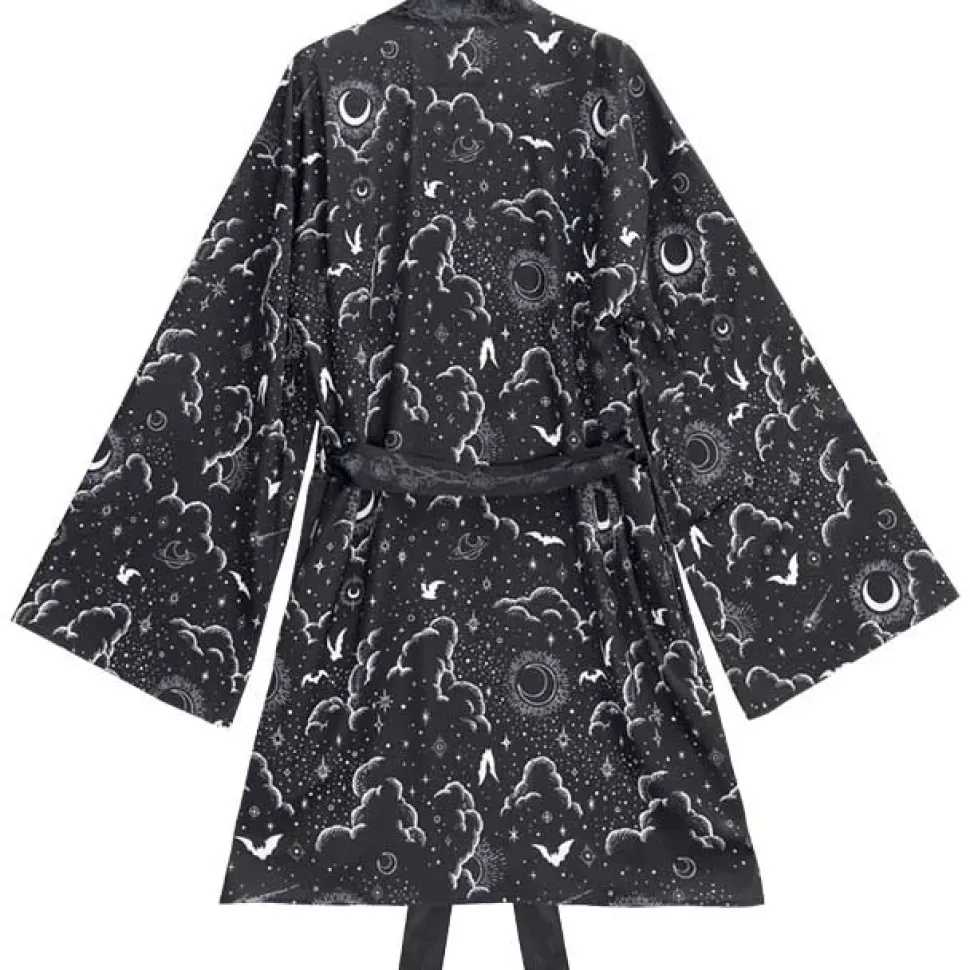LISTEN FLAVOR Magical Night Black Kimono Robe