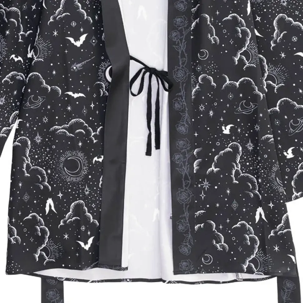 LISTEN FLAVOR Magical Night Black Kimono Robe