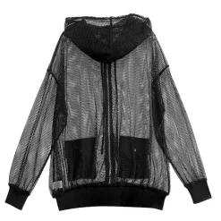 LISTEN FLAVOR Mesh See-Though Zip Hoodie