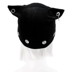 LISTEN FLAVOR Metal Heart Nekomimi Velour Cap Black