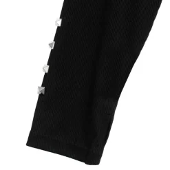 LISTEN FLAVOR Metal Sick Ribbed Tops Black