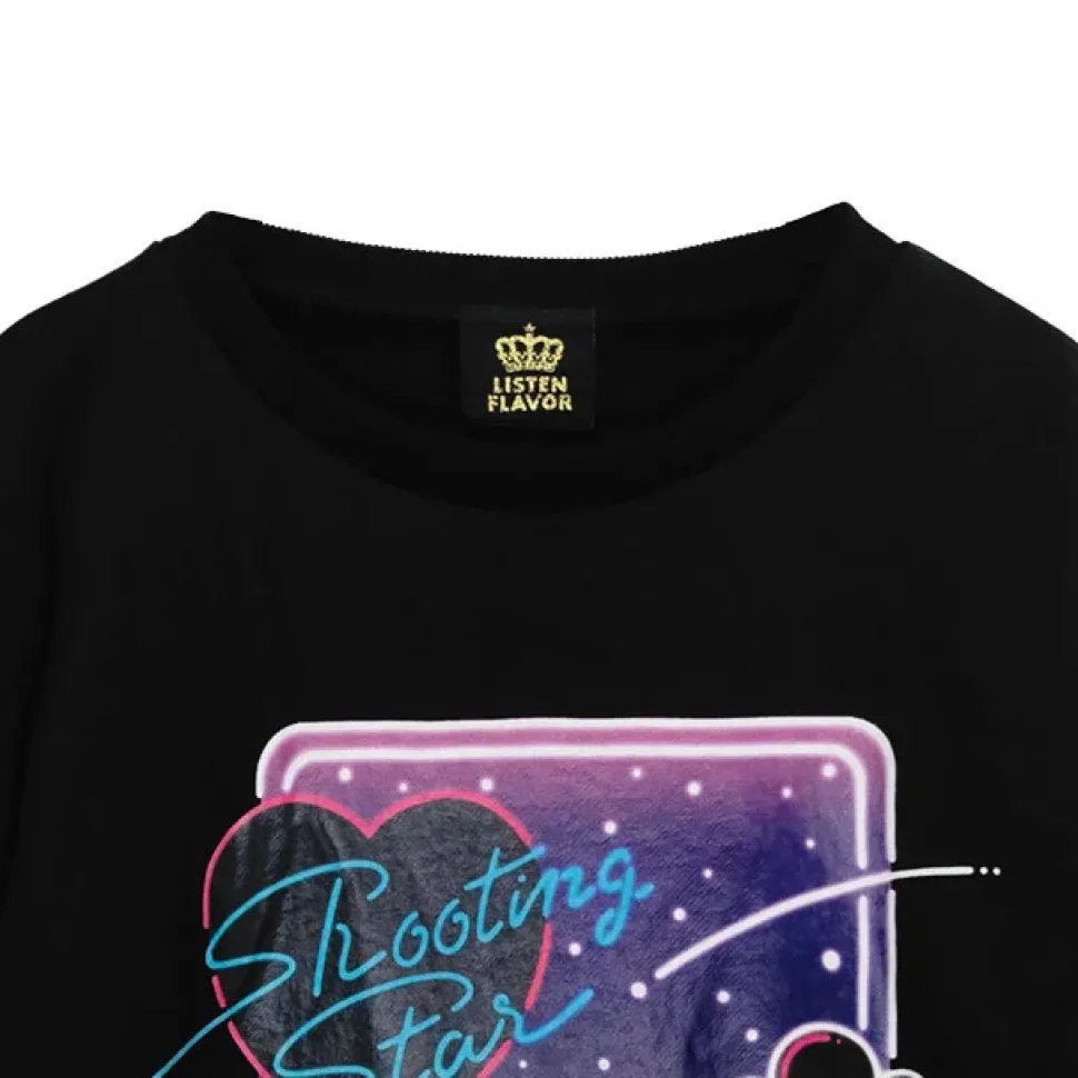 LISTEN FLAVOR Moonlit Night Black Cat Lace-Up Pullover