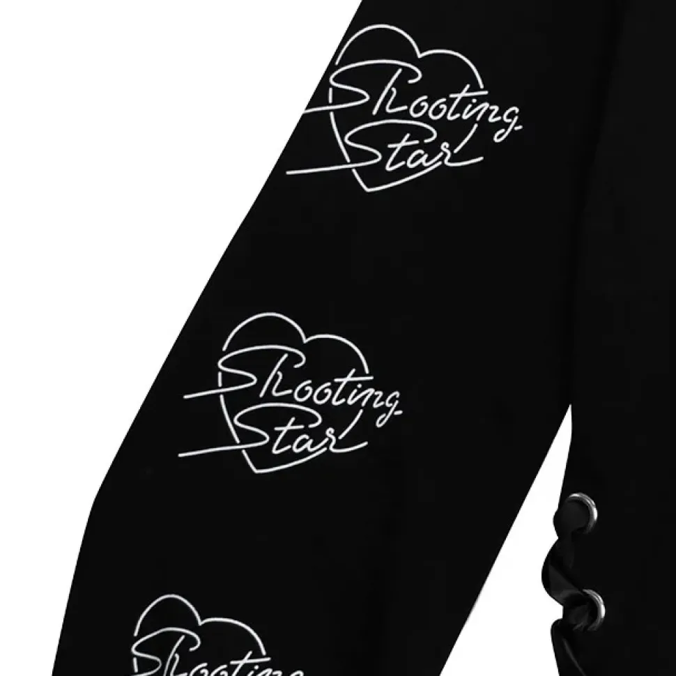 LISTEN FLAVOR Moonlit Night Black Cat Lace-Up Pullover