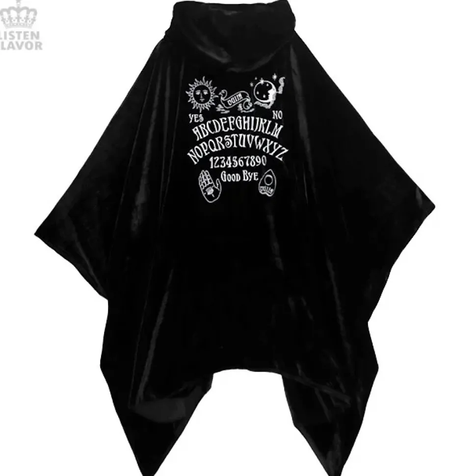 LISTEN FLAVOR Ouija Board Velour Hooded Poncho