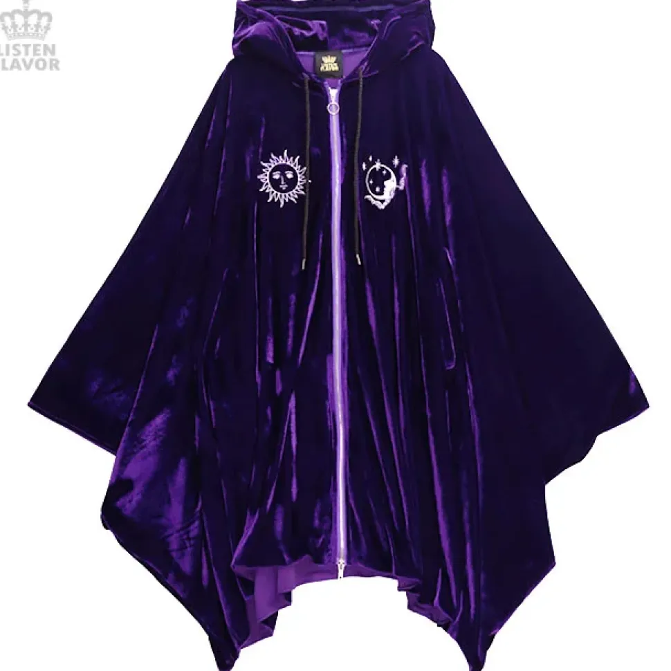 LISTEN FLAVOR Ouija Board Velour Hooded Poncho