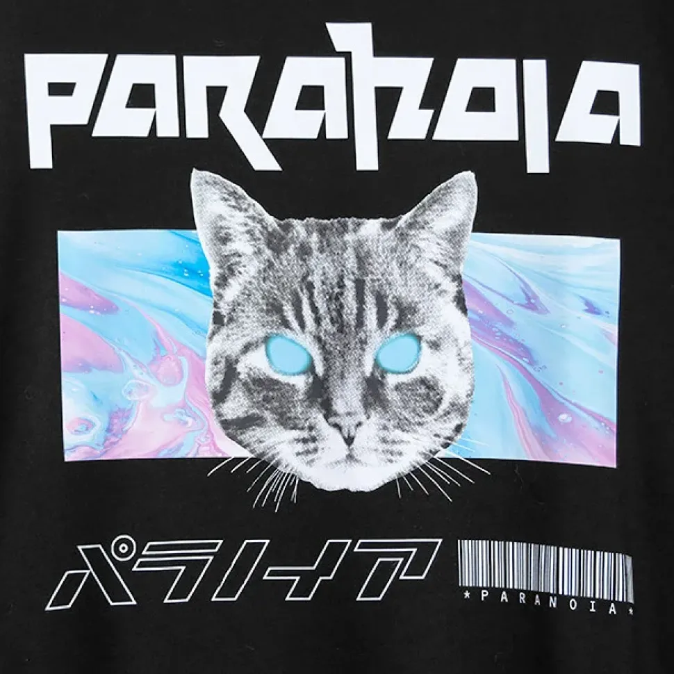 LISTEN FLAVOR Paranoia Cat Ring Sleeve Hoodie