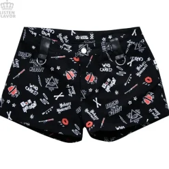 LISTEN FLAVOR Patterned Shorts w/ Garter Belt