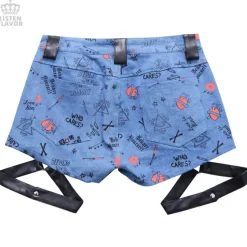 LISTEN FLAVOR Patterned Shorts w/ Garter Belt